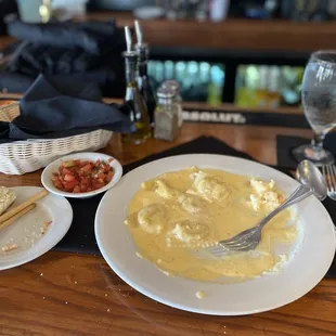 Lobster Ravioli // Bruschetta is served right when you sit down.