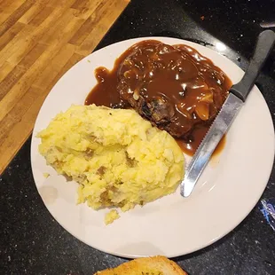 George&apos;s Chopped Steak with Mashed Potatoes.