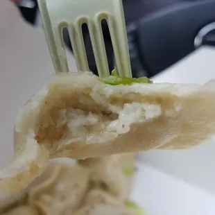 Inside a potato and cheese pierogie