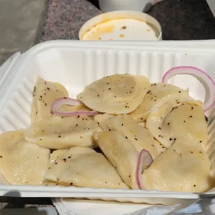 Sauerkraut and mushroom pierogies