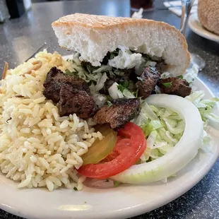 Lamb kebab sandwich.