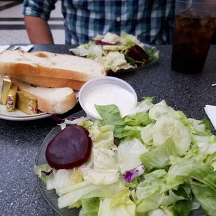Side salad and soft bread