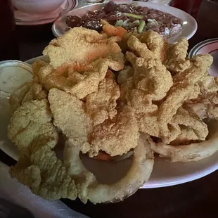 Fried Catfish with Onion Rings