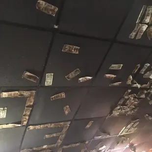 9/22/17. Dinner! Traditional dollar bills on ceiling here! In town for the LSU Football game vs. Syracuse tomorrow night in Death Valley!