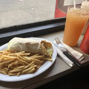 Gyro deluxe $7.50 and tamarind drink $4