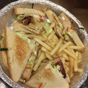 Grilled chicken triple decker for $7.50!!! Place is such a ripoff..what makes it triple decker?
