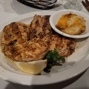 Grilled chicken and cheesey potatoes