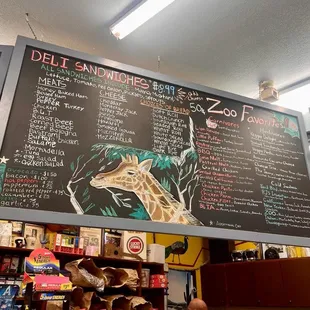 Deli sandwhich menu