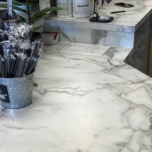 Reception area with protein bars.