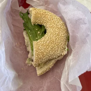Tuna bagel sandwich
