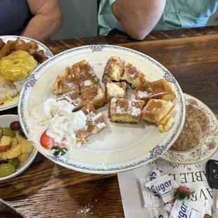 Waffle. Very fluffy. Homemade cream.