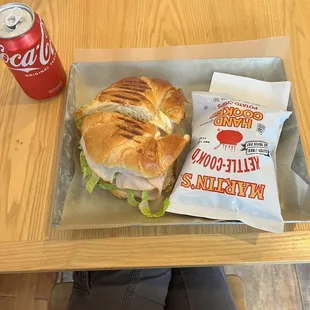 Smoked turkey sandwich on a croissant