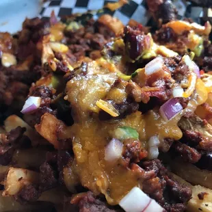 Chili cheese fries we put some mustard on them lol it&apos;s good