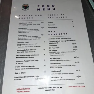 Food menu