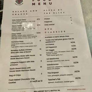 Food menu