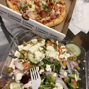 5. Supreme Pizza and Greek Salad