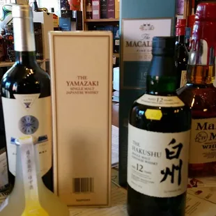 bottles of various wines