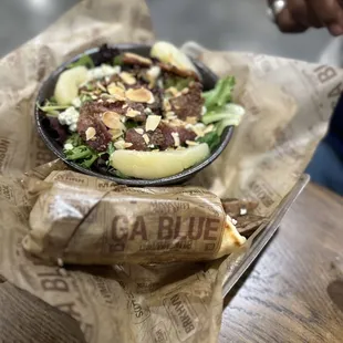 Lame and Greek Gyro with house salad