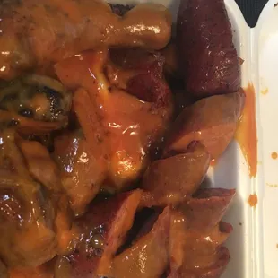Sausage and half a chicken