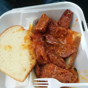 We had the pulled pork and the sausage sandwiches