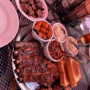 1/2 Sampler with side of Beef Brisket (Burnt Ends)