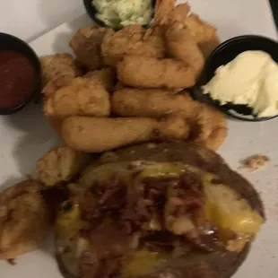 Shrimp and loaded baked potato