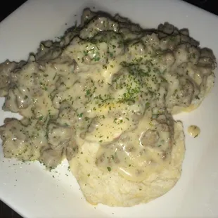 Sausage Gravy over Biscuits