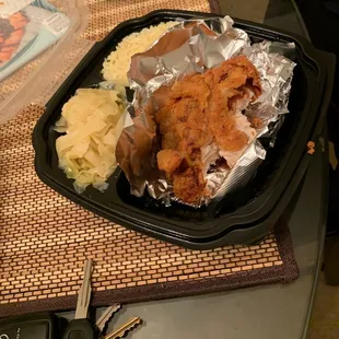 a tray of food on a table