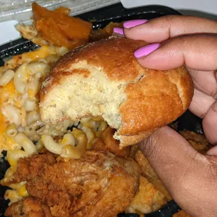 Up close on the delicious corn bread