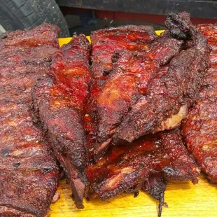 ribs on a cutting board