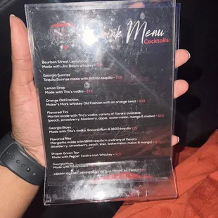 Drink menu