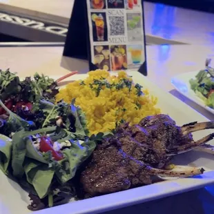 Lamb chops w/ seasoned yellow rice