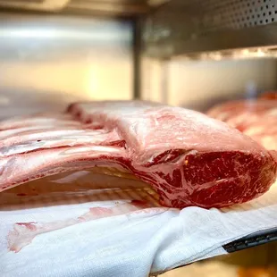 Simply incredible selection of meats - with a few on display in their showcase glass window refrigerator.