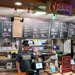 Ordering and pick up counter. Friendly and helpful staff.