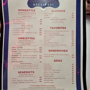 Breakfast menu