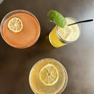 two cocktails on a table