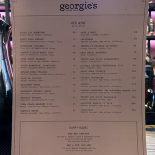 a menu on a table