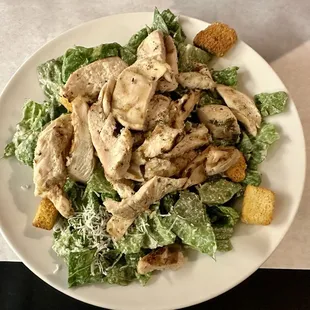 Small Caesar Salad with chicken added ($5.00 addition), July 2024.