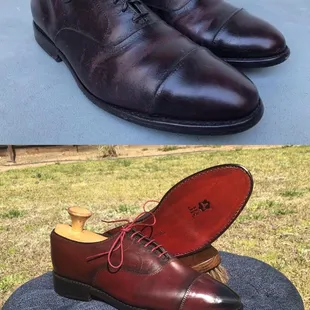 Before and after. Yes, these are the same pair of shoes. Shined by ARCraft.