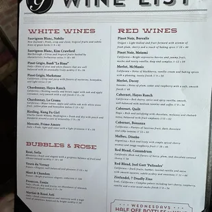 Wine list
