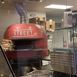 Wood fired pizza oven.