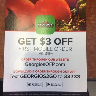 Order online or through App  Get $3 off  Starting from 6 Sep till 1 Oct 17