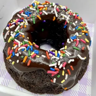 Double chocolate mini Bundt with sprinkles