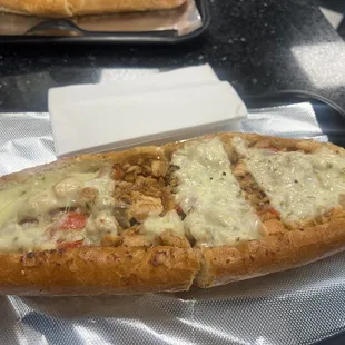 Salmon Cheesesteak with pepper jack.. yummy.