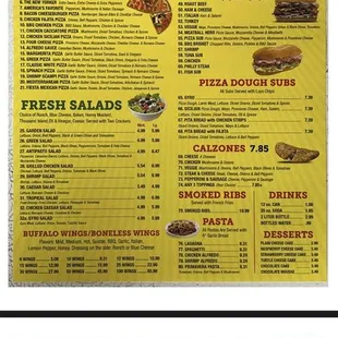 Not current prices menu on their website