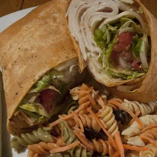 Turkey Wrap with a side of Pasta Salad - YUM!!!