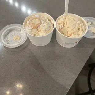three cups of ice cream