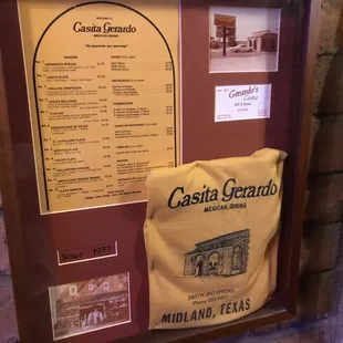 the menu for the restaurant