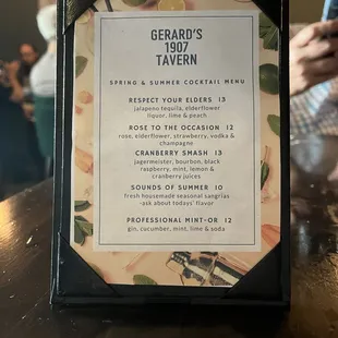 Tableside Drinks for June 2024. In addition to their specialty cocktails, full bar, beer &amp; wine.