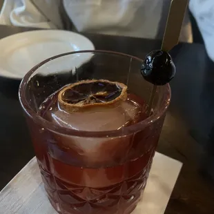 Smoked cherry old fashioned.